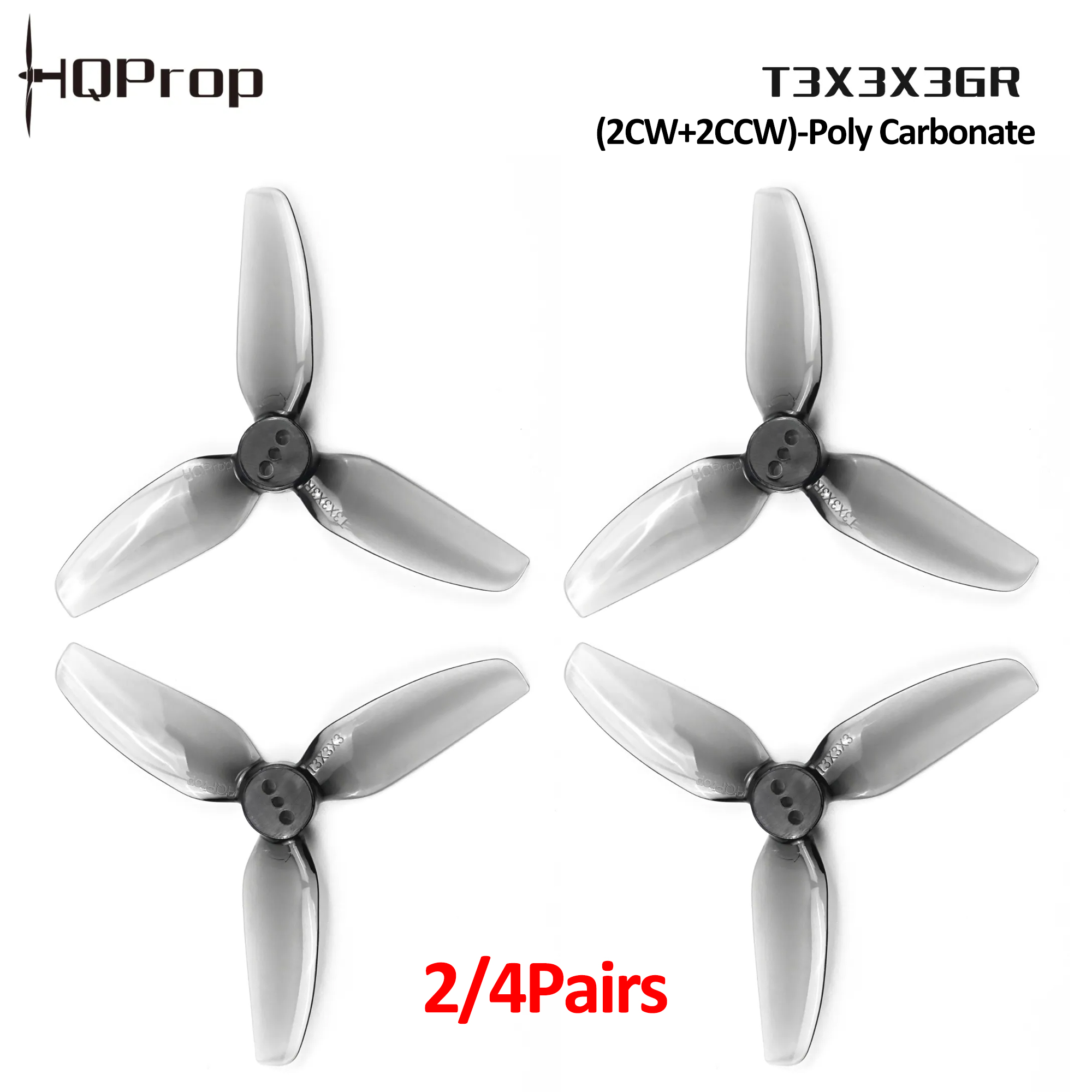 2/4ペア HQProp T3X3X3GR プロペラ 3イン - Drone Gimbal Controller のレビューと価格